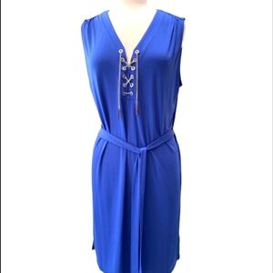 New MICHAEL Michael Kors Medium Vintage Cadet Blue Silver Chain Accent Dress NWT